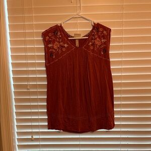 Knox Rose Terracotta Embroidered Blouse